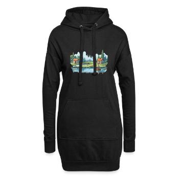 Angler Natur 8Bit Stil - Hoodie-Kleid - Schwarz - Vorne