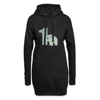 1. Geburtstag Zahl 1 Elefant Baby - Hoodie-Kleid - Schwarz - Vorne