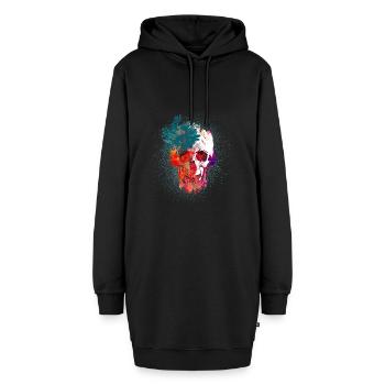 Totenkopf mit Blumen - Hoodie-Kleid - Schwarz - Vorne - AI Model Female 172 light (172cm)