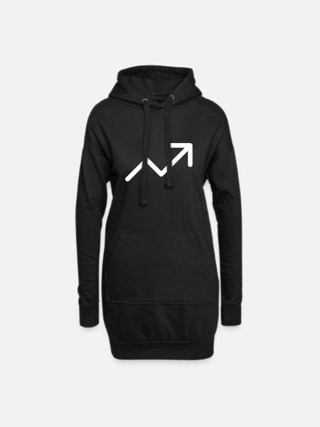 Stonks | Pfeil nach oben - Hoodie-Kleid - Schwarz