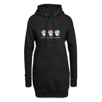 crème glacée, crème glacée, j’adore la crème glacée, pastel, cornet de crème glacée - Sweat-shirt à capuche long Femme - noir - Devant