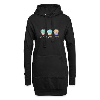 crème glacée, crème glacée, j’adore la crème glacée, pastel, cornet de crème glacée - Sweat-shirt à capuche long Femme - noir - Devant