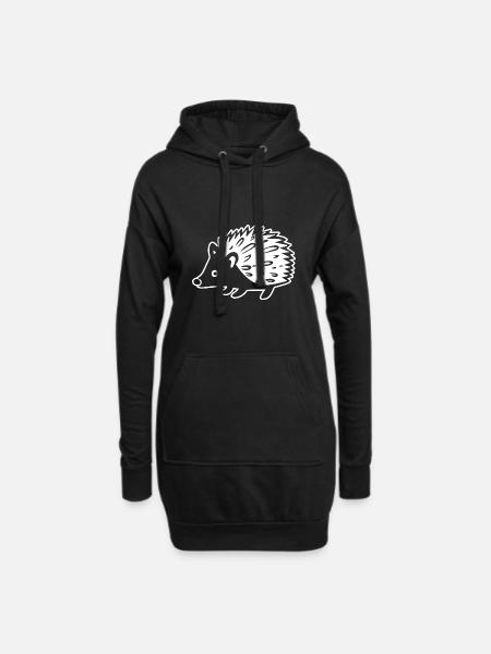 Igel - Hoodie-Kleid - Schwarz
