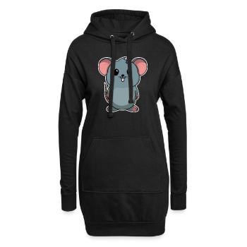 Doux animal bébé souris rat - Sweat-shirt à capuche long Femme - noir - Devant