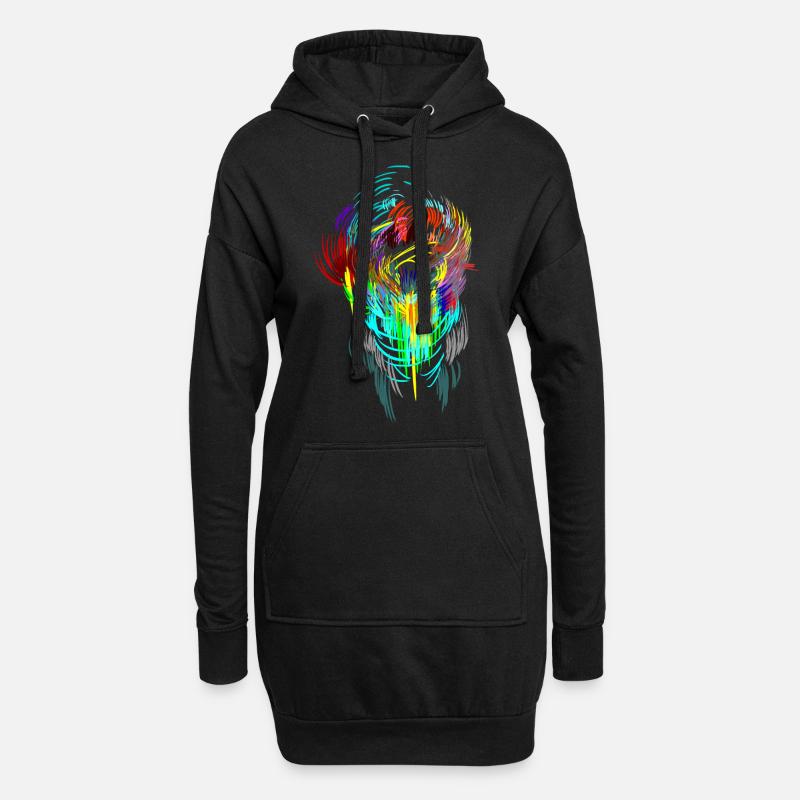 Neon - Maske Sci-Fi psychedellic Techno Gamer Head - Hoodie-Kleid - Schwarz