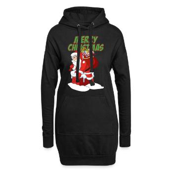 Weihnachtsmann - Hoodie-Kleid - Schwarz - Vorne