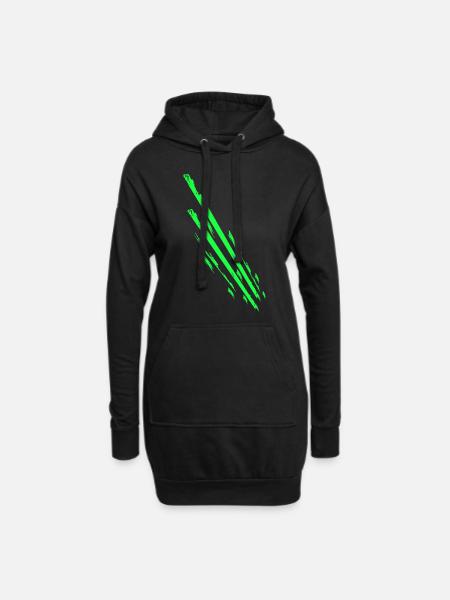 Sportliches Streifen Motiv Gym - Hoodie-Kleid - Schwarz