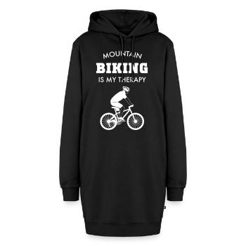 Mountainbiken ist meine Therapie - MTB-Bike - Hoodie-Kleid - Schwarz - Vorne
