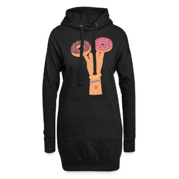 Two In The Pink One In The Stink Finger Donuts - Hoodie-Kleid - Schwarz - Vorne