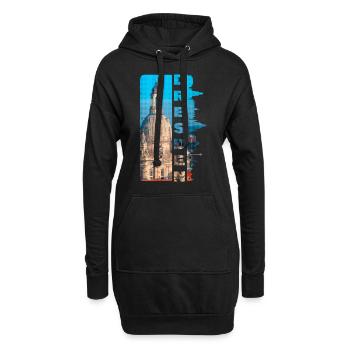 Dresde Allemagne Ville Skyline Accueil Amour - Sweat-shirt à capuche long Femme - noir - Devant