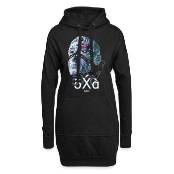 Traurige Traurigkeit Grafik - Hoodie-Kleid - Schwarz - Vorne