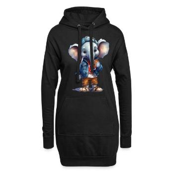 Dessin animé d’éléphant mignon - Sweat-shirt à capuche long Femme - noir - Devant