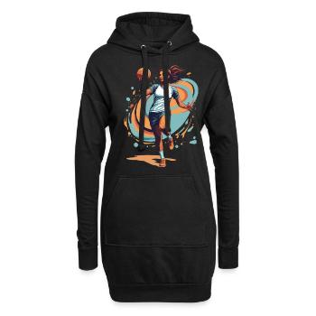 Handballerin Streetwear Ikonischer Style - Hoodie-Kleid - Schwarz - Vorne