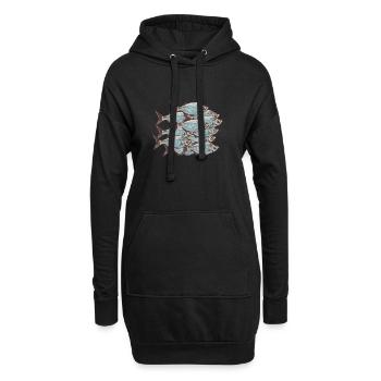 Fischschwarm - Hoodie-Kleid - Schwarz - Vorne