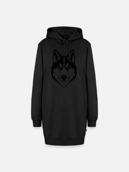 Husky Hund Kopf - Hoodie-Kleid - Schwarz