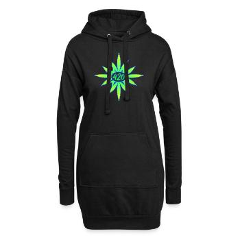 420 Cannabis - Hanf - Marihuana - Weed - Marijuana - Hoodie-Kleid - Schwarz - Vorne
