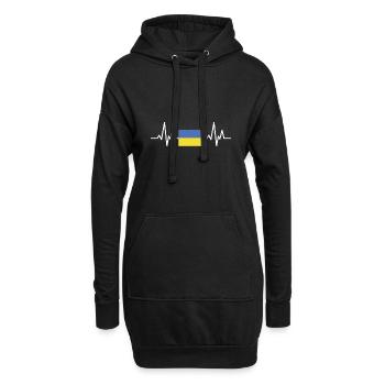 Mon cœur bat pour l'Ukraine - Sweat-shirt à capuche long Femme - noir - Devant