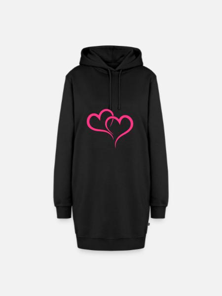 Zwei Herzen - Hoodie-Kleid - Schwarz