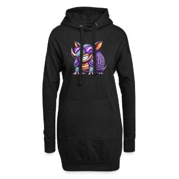 Cooles Gürteltier Cartoon Sonnenbrille Sommer - Hoodie-Kleid - Schwarz - Vorne