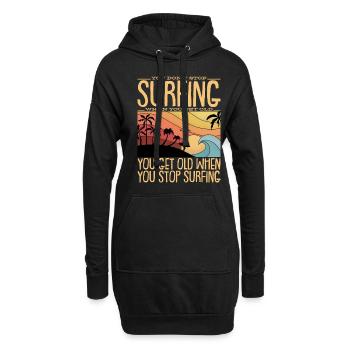 Cadeau de surfeur surfeur rétro fille - Sweat-shirt à capuche long Femme - noir - Devant