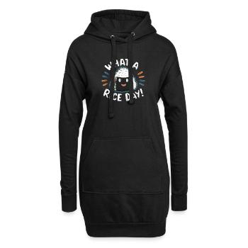 Lächelnder Onigiri - Hoodie-Kleid - Schwarz - Vorne