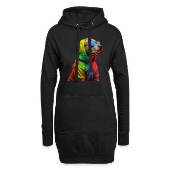 Labrador Hund mit Sonnenbrille - Hoodie-Kleid - Schwarz - Vorne