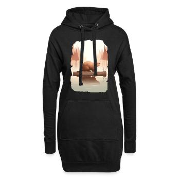 Biber - Hoodie-Kleid - Schwarz - Vorne