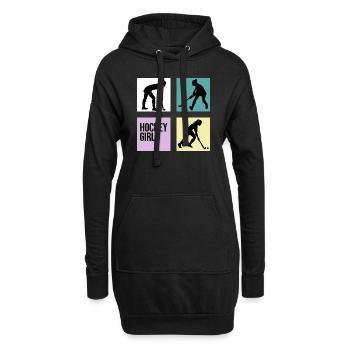 hockey retro girl 7m feldhockey hockeyspielerin - Hoodie-Kleid - Schwarz - Vorne