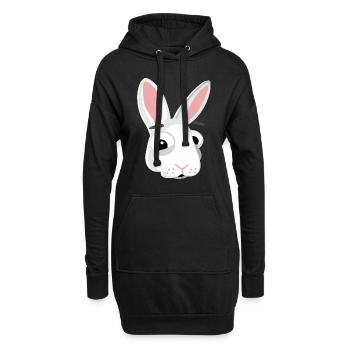 Hase Kopf Häschen lustig - Hoodie-Kleid - Schwarz - Vorne