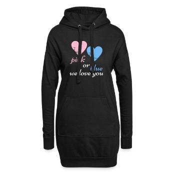 Pink Or Blue We Love Baby Geburt Schwangerschaft - Hoodie-Kleid - Schwarz - Vorne