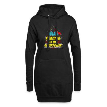 Reading is my superpower Lesen Superkraft Geschenk - Hoodie-Kleid - Schwarz - Vorne