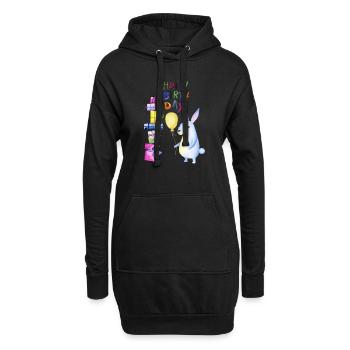 Happy Birthday kleiner Hase - Hoodie-Kleid - Schwarz - Vorne