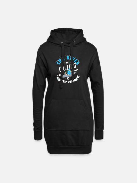 The River is calling and I must go-water sports - Hoodie-Kleid - Schwarz