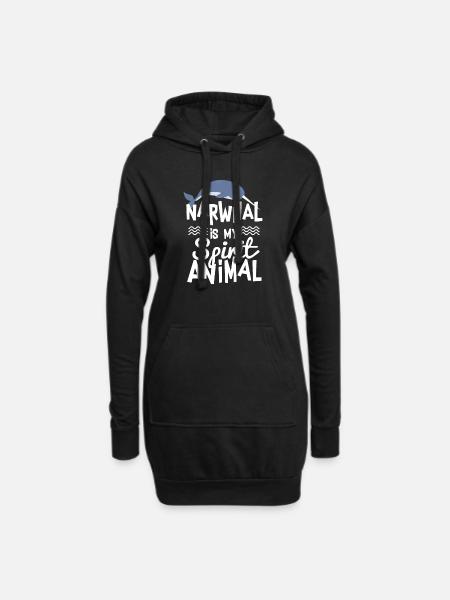 Cute Narwhal is My Spirit Animal T Shirt - Hoodie Dress - black