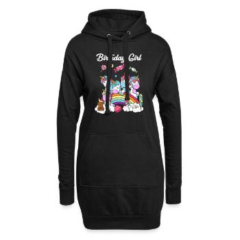 Cadeau d'anniversaire licorne fête fille enfant - Sweat-shirt à capuche long Femme - noir - Devant