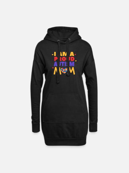 Je suis une maman fière d'autisme - Sweat-shirt à capuche long Femme - noir