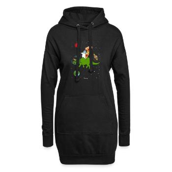 Katze Pizza Dinosaurier Geschenk - Hoodie-Kleid - Schwarz - Vorne