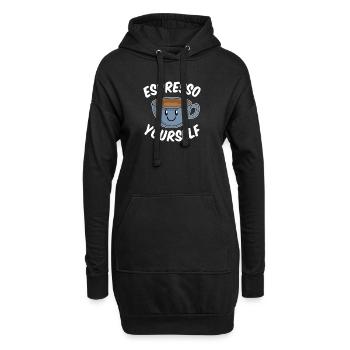 Kaffee Wortspiel - "Espresso Yourself" - Geschenk - Hoodie-Kleid - Schwarz - Vorne