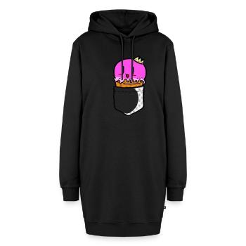 Eis Taschen Brusttasche Pocket Shirt Eiscreme - Hoodie-Kleid - Schwarz - Vorne - AI Model Female 172 light (172cm)
