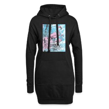 Flamingos - Hoodie-Kleid - Schwarz - Vorne