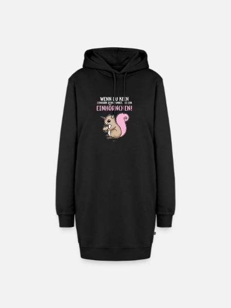 Einhorn Eichhörnchen Geschenk Einhörner - Hoodie-Kleid - Schwarz