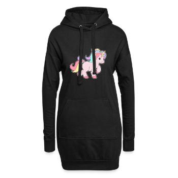 Einhorn Tussi Baby bunte Haare Geschenk Idee - Hoodie-Kleid - Schwarz - Vorne