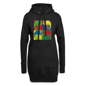Chamäleon Pop Art - Hoodie-Kleid - Schwarz - Vorne