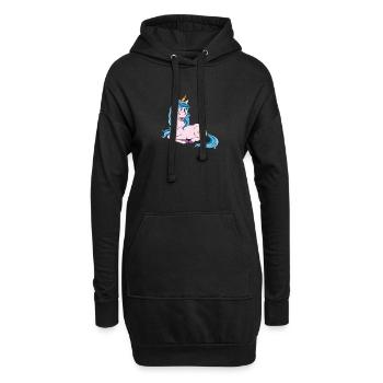 Einhorn - Hoodie-Kleid - Schwarz - Vorne