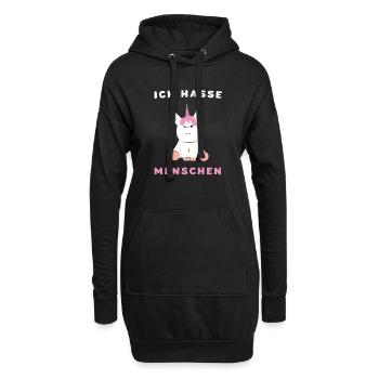 Ich Hasse Menschen Einhorn Geschenk - Hoodie-Kleid - Schwarz - Vorne
