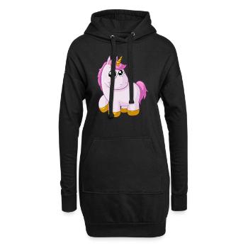 Licorne de dessin animé rose - Sweat-shirt à capuche long Femme - noir - Devant
