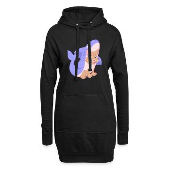 Chat mignon en cadeau de chemise de costume de requin chats - Sweat-shirt à capuche long Femme - noir - Devant