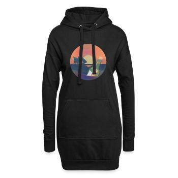 Flaschenpost / Segelboot / Segeln - Hoodie-Kleid - Schwarz - Vorne