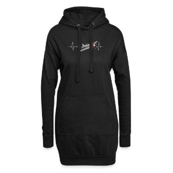 Flugzeug Herzschlag Pilot Fliegen EKG Geschenk - Hoodie-Kleid - Schwarz - Vorne