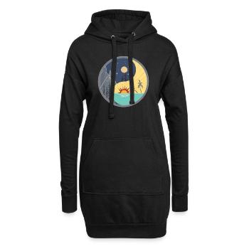 Yin Yang / jour et nuit - Sweat-shirt à capuche long Femme - noir - Devant